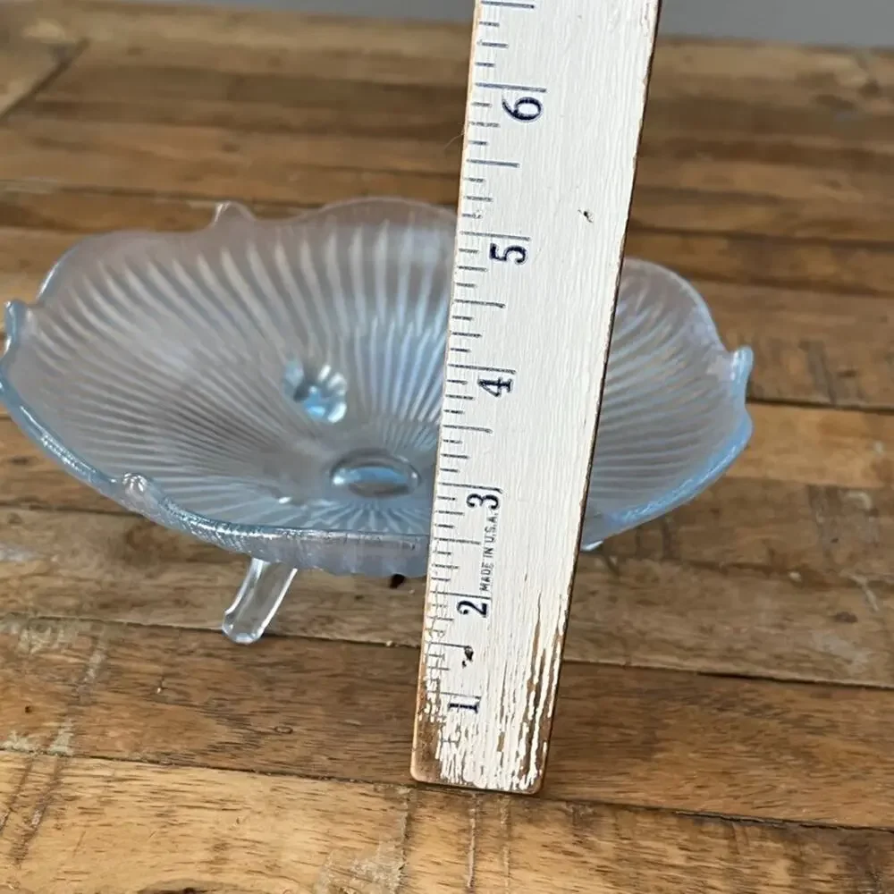 Fenton Light Blue Iridescent Stretch Glass Footed Dish Bowl 7